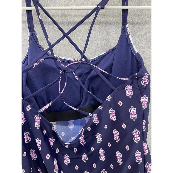 Island Escape Women's Tankini Blue Strappy Cross Back Size 12 Pink  Swim top - Picture 5 of 8